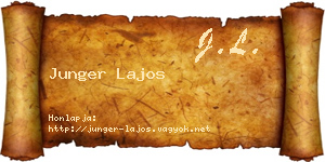 Junger Lajos névjegykártya